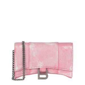Balenciaga Denim Print Hourglass Wallet On A Chain Womens